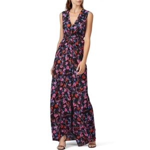 Thakoon Collective Black Tulip Floral Maxi Dress Gown 8